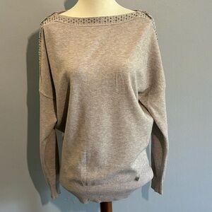 Alfa Rhinestone Boat Neck Sweater